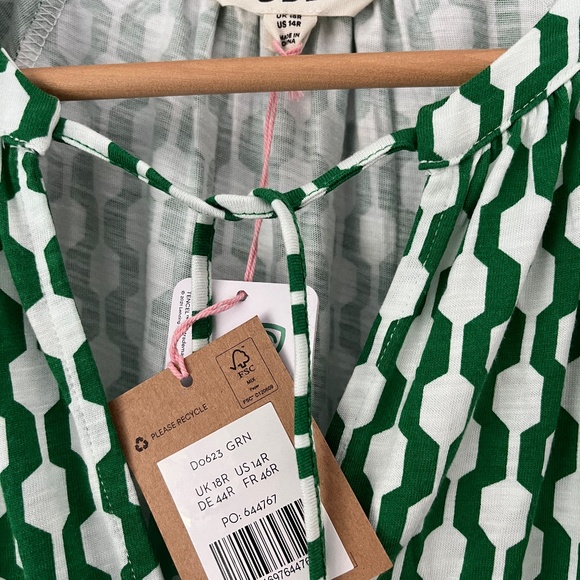 BODEN (NWT) Short Sleeve Jersey Mini Dress Rolling Hills Geo Azure US14R UK18R - Picture 5 of 5